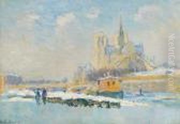 Notre-dame De Paris Et Le Quai De La Tournelle Oil Painting by Albert Lebourg