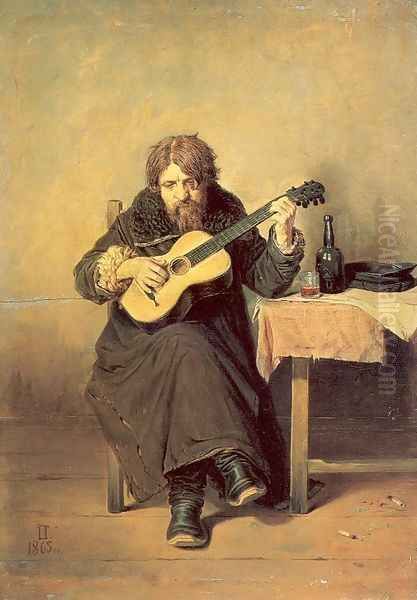 The Bachelor Guitarist 1865 Oil Painting by Vasily Perov