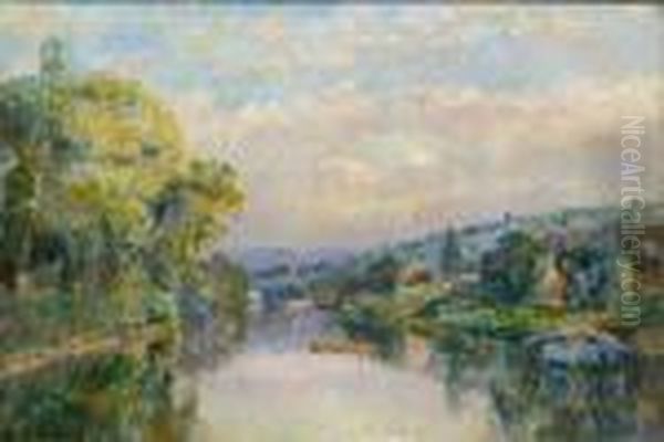 La Seine A Port Marly Oil Painting by Albert Lebourg