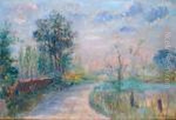 Tournant De Route En Normandie Oil Painting by Albert Lebourg