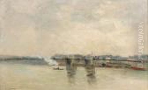 La Seine A Rouen Oil Painting by Albert Lebourg