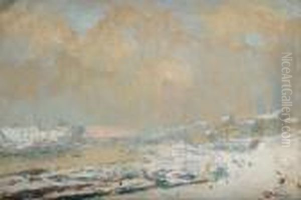 Vue De Rouen Enneige Oil Painting by Albert Lebourg