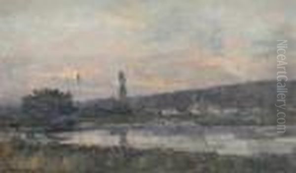 Bras De La Seine Aux Environs De Rouen Oil Painting by Albert Lebourg