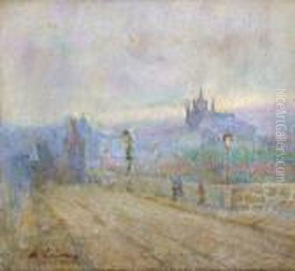 Vue De Prague Et Du Pont Saint-charles Oil Painting by Albert Lebourg