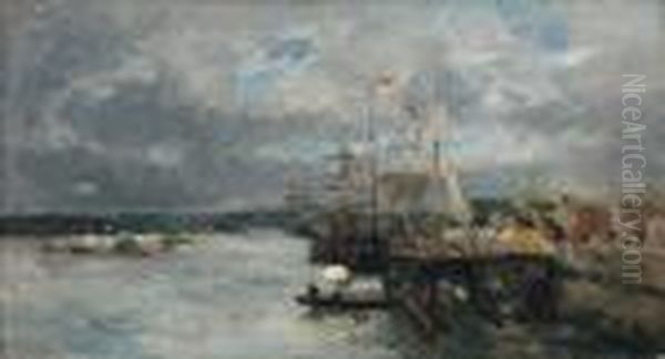 Le Port De Rouen Au Parasol Oil Painting by Albert Lebourg