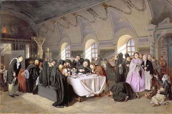 The Refectory, 1865-76 Oil Painting by Vasily Perov