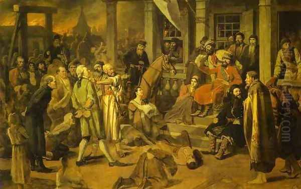 Pugachev's Judgement, 1879 Oil Painting by Vasily Perov