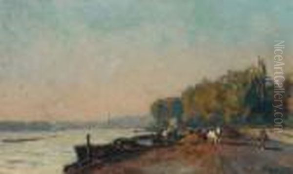 Au Pont De Suresnes, En Automne Oil Painting by Albert Lebourg