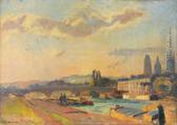 Vue De Rouen Oil Painting by Albert Lebourg