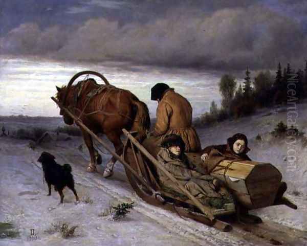 Seeing off the Dead, 1865 Oil Painting by Vasily Perov