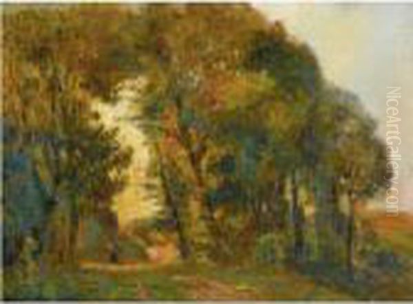 Foret En Automne Aux Environs De Rouen Oil Painting by Albert Lebourg