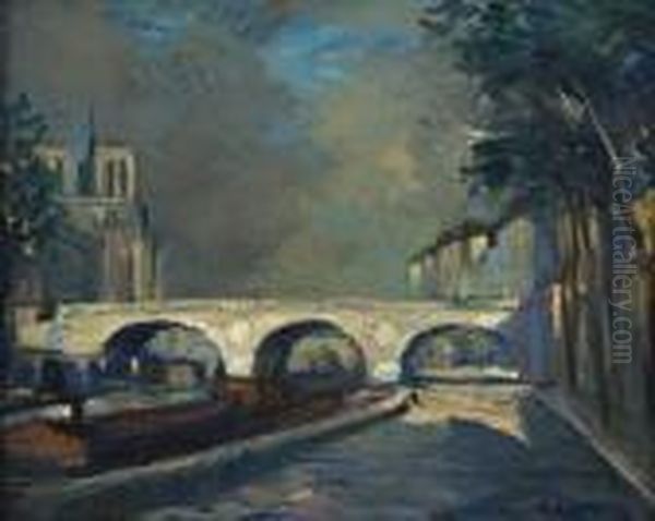 Vue De Paris, Notre-dame Oil Painting by Albert Lebourg