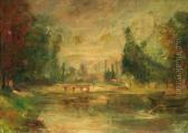 Herbstliche Flusslandschaft Oil Painting by Albert Lebourg