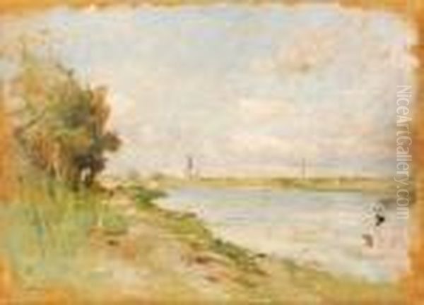 Path By The Riverside Oil Painting by Albert Lebourg