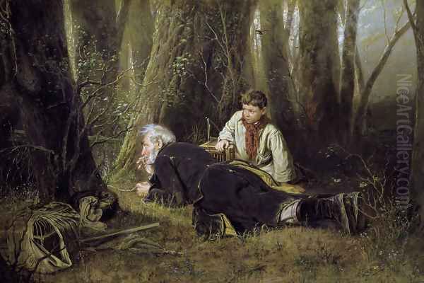 The bird-catcher, 1870 Oil Painting by Vasily Perov