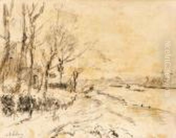 Paysage Dans La Neige A Pont De Chateau Oil Painting by Albert Lebourg