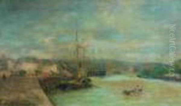 Port De Rouen Oil Painting by Albert Lebourg