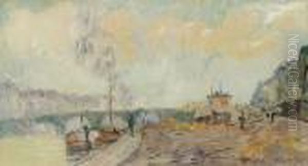 Le Pont De L'archeveche A Paris Oil Painting by Albert Lebourg