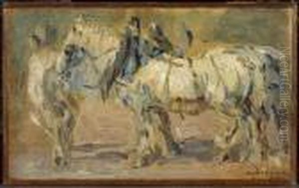 Trois Chevaux De Labour Oil Painting by Albert Lebourg