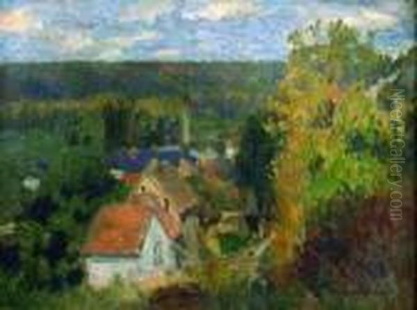 Village Pres D'etampes Oil Painting by Albert Lebourg