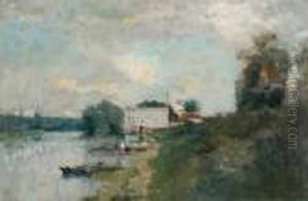 Au Bord De L'eau Oil Painting by Albert Lebourg