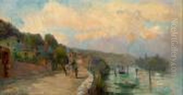 Les Bords De Seine A Dieppedalle Oil Painting by Albert Lebourg