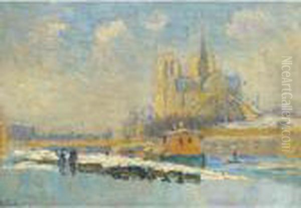 Notre-dame De Paris Et Le Quai De La Tournelle Oil Painting by Albert Lebourg