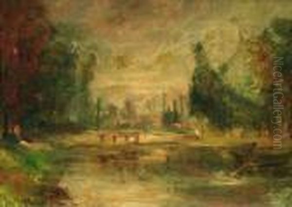 Herbstliche Flusslandschaft Oil Painting by Albert Lebourg