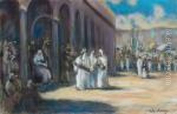 Fete Arabe En Presence Du Cardinal Lavigerie Oil Painting by Albert Lebourg