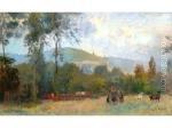 L'ile Lacroix, L'ete A Rouen Oil Painting by Albert Lebourg