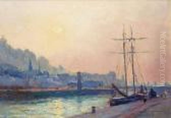 Honfleur, Bateau A Quai Oil Painting by Albert Lebourg