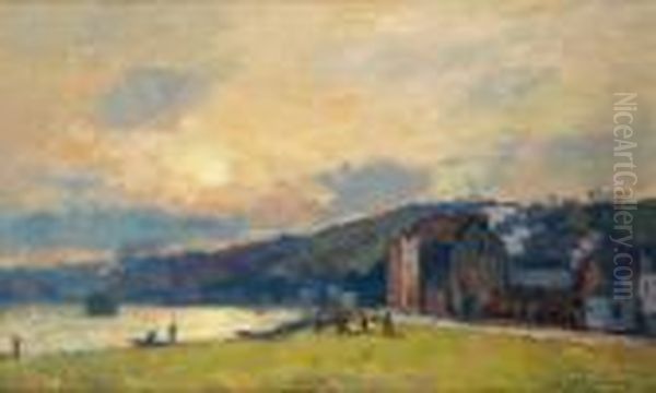 Maisons En Bord De Seine Pres De Rouen Oil Painting by Albert Lebourg