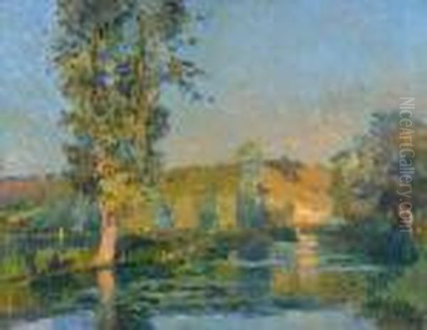 L'iton, Un Soir D'ete A Hondouville Oil Painting by Albert Lebourg