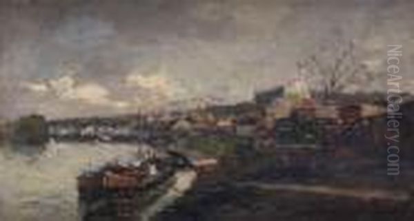 Peniche En Bord De Seine Oil Painting by Albert Lebourg