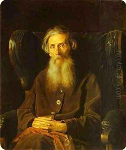 Portrait Of The Author Vladimir Dahl 1872 Oil Painting by Vasily Perov