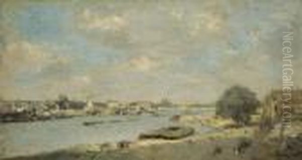 Le Pont De Tolbiac Oil Painting by Albert Lebourg