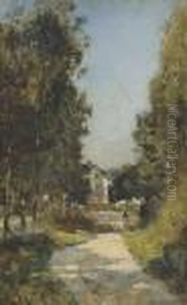 Allee D'arbres A Hondouville Oil Painting by Albert Lebourg