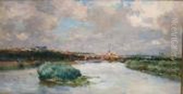 Village Au Bord Du Fleuve Oil Painting by Albert Lebourg