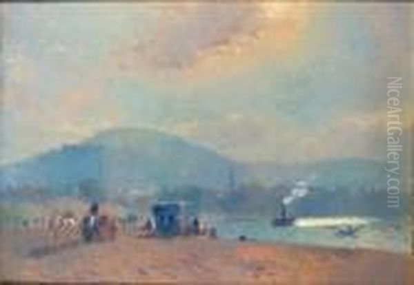 Bac Sur La Seine Pres De Rouen Oil Painting by Albert Lebourg