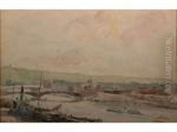 La Seine A Rouen Oil Painting by Albert Lebourg