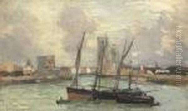 Barques De Peche Dans Le Port De La Rochelle Oil Painting by Albert Lebourg