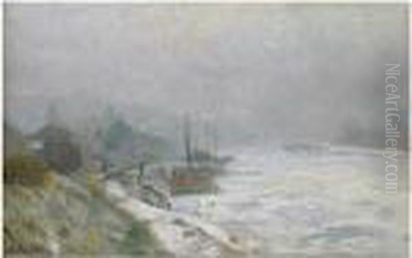 La Seine En Hiver Oil Painting by Albert Lebourg