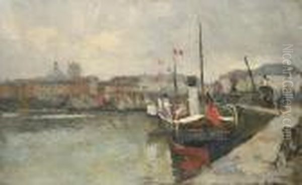 Le Port De Dieppe Oil Painting by Albert Lebourg