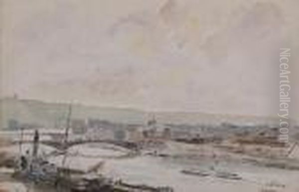 Vue De Rouen Aquarelle Sur Papier Signee En Bas A Droite Et Situee Oil Painting by Albert Lebourg