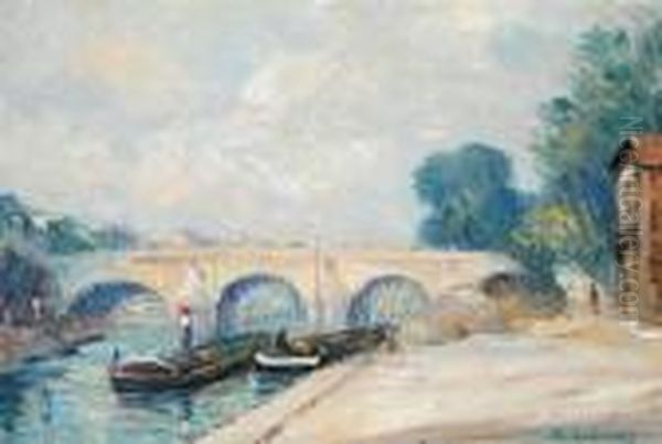 La Seine A Paris Oil Painting by Albert Lebourg