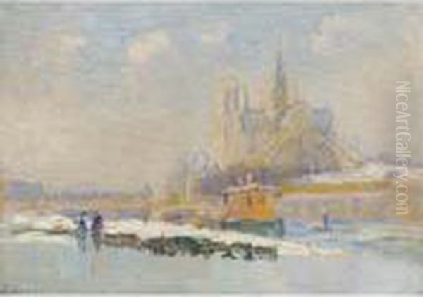 Notre Dame De Paris Et Le Quai De La Tournelle Oil Painting by Albert Lebourg