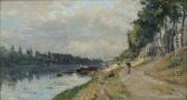 The Side Of The Seine Oil Painting by Albert Lebourg