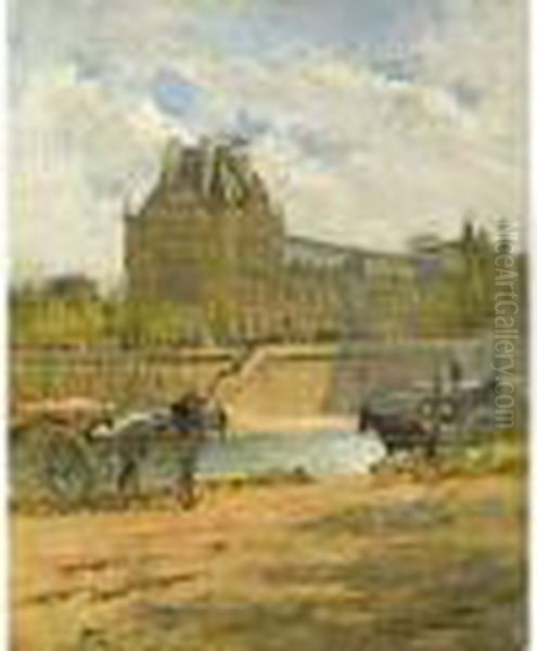 Blick Auf Den Louvre Oil Painting by Albert Lebourg