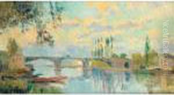 Le Pont De Chatou Oil Painting by Albert Lebourg