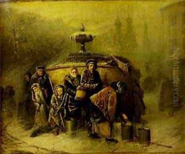 Queue To A Reservoir 1865 Oil Painting by Vasily Perov